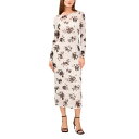 BXJ[g fB[X s[X gbvX Women's Floral Printed Long Sleeve Midi Dress Soft Cream