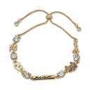 J[K[tFh fB[X uXbgEoOEANbg ANZT[ Gold-Tone Crystal & Logo Slider Bracelet White