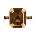 @ fB[X O ANZT[ Chocolate Quartz (3 ct. t.w.), Chocolate Diamonds (1/4 ct. t.w.) & Nude Diamonds (1/20 ct. t.w.) Statement Ring in 14k Gold No Color