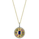 エフィー コレクション レディース ネックレス・チョーカー・ペンダントトップ アクセサリー EFFY&reg; Multi-Gemstone (1 ct. t.w.) & Diamond (1/4 ct. t.w.) Halo Disc 18