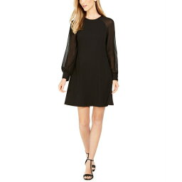 カルバンクライン レディース ワンピース トップス Illusion-Sleeve A-Line Dress Black