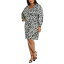 ロンドンタイムス レディース ワンピース トップス Plus Size V-Neck Jacquard Fit & Flare Dress Black/cream