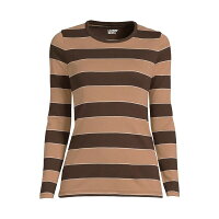 ランズエンドレディースカットソートップスWomen'sCottonRibLongSleeveCrewneckT-ShirtRichcoffeetrirugbyのポイント対象リンク