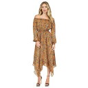 }CPR[X fB[X s[X gbvX Women's Paisley Handkerchief-Hem Midi Dress Bright Terracotta