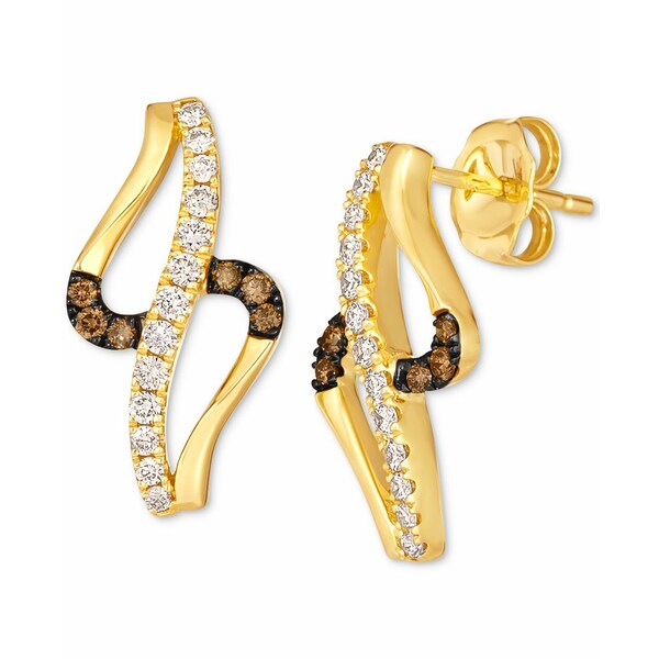 ルヴァン レディース ピアス＆イヤリング アクセサリー Nude Diamond & Chocolate Diamond Abstract Drop Earrings (1/3 ct. t.w.) in 14k Gold 14K Honey Gold Earrings