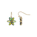 2028 fB[X sAXCO ANZT[ Blue Iridescent AB Glass Stone Flower Earrings Aurore Boreale