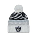 ニューエラ レディース 帽子 アクセサリー Women's White Las Vegas Raiders 2023 Sideline Cuffed Knit Hat with Pom White(4)
