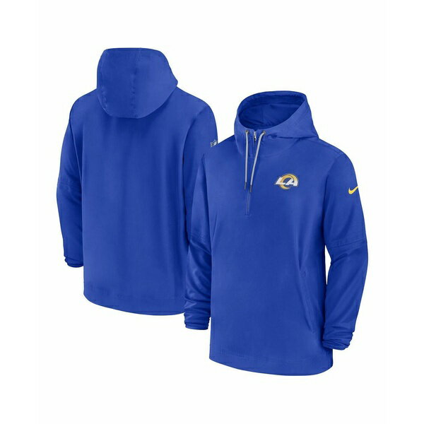 ナイキ メンズ パーカー・スウェットシャツ アウター Men's Royal Los Angeles Rams Sideline Quarter-Zip Hoodie Royal