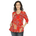 ホワイトマーク レディース カットソー トップス Women's Vibrant Boho Swing Top Red(4)