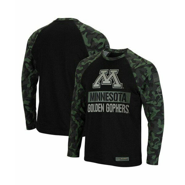 コロシアム メンズ シャツ トップス Men's Black, Camo Minnesota Golden Gophers Big and Tall OHT Military-Inspired Appreciation Raglan Long Sleeve T-shirt Black, Camo