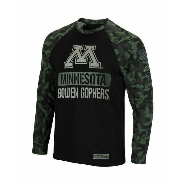 コロシアム メンズ シャツ トップス Men's Black, Camo Minnesota Golden Gophers Big and Tall OHT Military-Inspired Appreciation Raglan Long Sleeve T-shirt Black, Camo