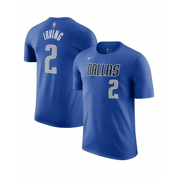 ナイキ メンズ シャツ トップス Men's Kyrie Irving Blue Dallas Mavericks Icon Name and Number T-shirt Blue