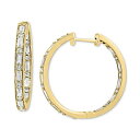 GtB[ RNV fB[X sAXCO ANZT[ EFFY&reg; Diamond Baguette & Round In & Out Small Hoop Earrings (1-1/5 ct. t.w.) in 14k Gold, 1