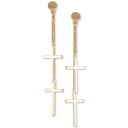 QX fB[X sAXCO ANZT[ Chain & Cross Front-and-Back Earrings Gold