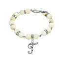 2028 fB[X uXbgEoOEANbg ANZT[ Silver Tone Cultured Mother of Pearl Crystal Initial Clasp Bracelet White-T