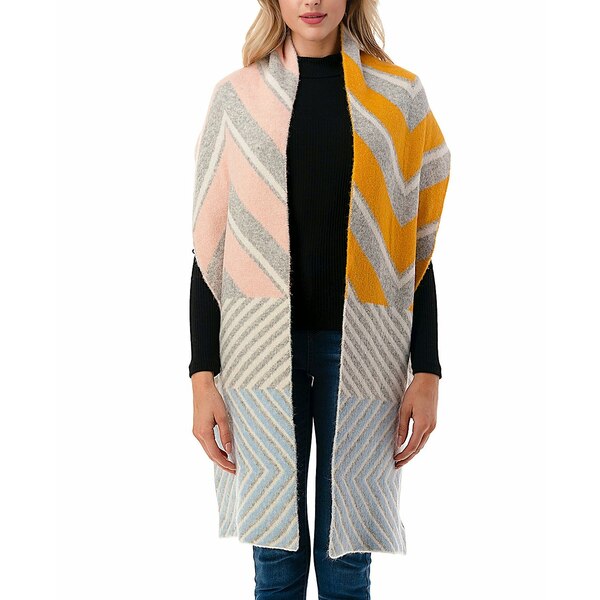 マーカスアドレール レディース マフラー・ストール・スカーフ アクセサリー Women's Ultra Soft Plush Chevron Scarf Yellow