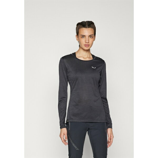 サレワ レディース フィットネス スポーツ PUEZ MELANGE DRY TEE - Long sleeved top - black out