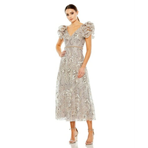 マックダガル レディース ワンピース トップス Women's Embellished Ruffled Cap Sleeve A Line Dress Champagne マックダガル レディース ワンピース トップス Women's Embellished Ruffled Cap Sleeve A Line Dress Champagne