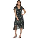 ダナ キャラン ニューヨーク レディース ワンピース トップス Women's Floral-Print Flutter-Sleeve Faux-Wrap Dress Blue Multi