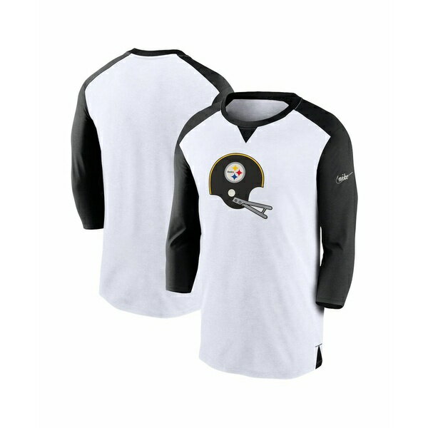 ʥ   ȥåץ Men's White, Black Pittsburgh Steelers Rewind 3/4-Sle...