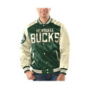 スターター メンズ ジャケット&ブルゾン アウター Men's Hunter Green, Cream Milwaukee Bucks Renegade Satin Full-Snap Varsity Jacket Hunter Green, Cream