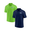 ファナティクス メンズ シャツ トップス Men's College Navy, Neon Green Seattle Seahawks Home And Away 2-Pack Polo Set Navy, Neon Green(4)