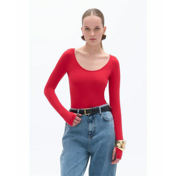 ノクチューン レディース カットソー トップス Women's Crew Neck Bodysuit Red