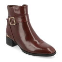 ジャーニーコレクション レディース ブーツ シューズ Women's Elley Buckle Strap Block Heel Booties Brown