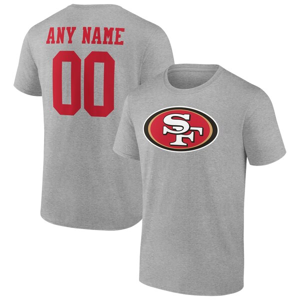 ファナティクス メンズ Tシャツ トップス San Francisco 49ers Team Authentic Custom TShirt Heathered Gray