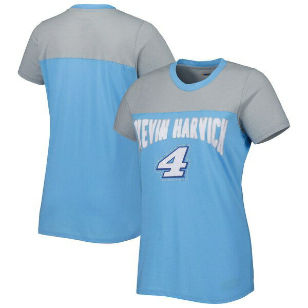 カールバンクス レディース Tシャツ トップス Kevin Harvick GIII 4Her by Carl Banks Women's Box Score TShirt Light Blue/Gray