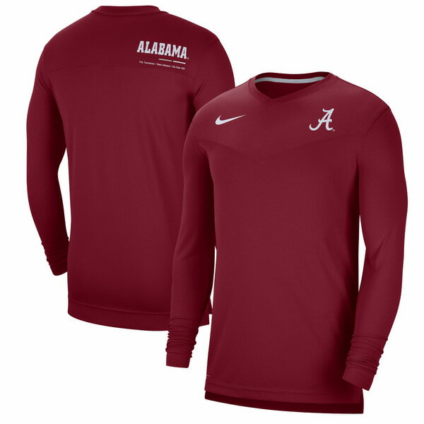 楽天astyナイキ メンズ Tシャツ トップス Alabama Crimson Tide Nike 2022 Coach Performance Long Sleeve VNeck TShirt Crimson