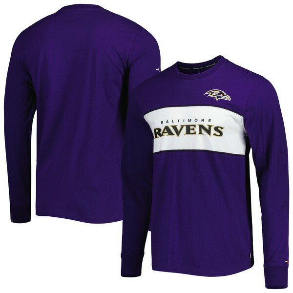 トミー ヒルフィガー メンズ Tシャツ トップス Baltimore Ravens Tommy Hilfiger Peter Team Long Sleeve TShirt Purple