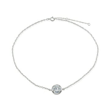 ジャニ ベルニーニ レディース ブレスレット・バングル・アンクレット アクセサリー Cubic Zirconia Round Bezel Stone Ankle Bracelet in Sterling Silver or 18K Gold-Plated Sterling Silver Silver