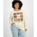 ハイブリッド アパレル レディース パーカー・スウェットシャツ アウター Trendy Plus Size Barbie Black History Month Graphic Top Beige/Khaki|詳細画像
