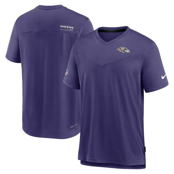 ʥ  T ȥåץ Baltimore Ravens Nike Sideline Coach Chevron Lock Up Logo VNeck Performance TShirt Purple