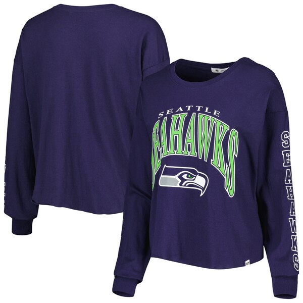 եƥ֥ ǥ T ȥåץ Seattle Seahawks '47 Women's Skyler Parkway Cropped Long Sleeve TShirt College Navy