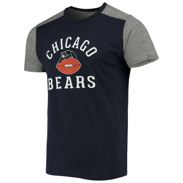 マジェスティックスレッズ メンズ Tシャツ トップス Chicago Bears Majestic Threads Gridiron Classics Field Goal Slub TShirt Navy/Heathered Gray