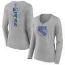 t@ieBNX fB[X TVc gbvX New York Rangers Fanatics Branded Women's Personalized Name & Number Long Sleeve VNeck TShirt Heather Gray