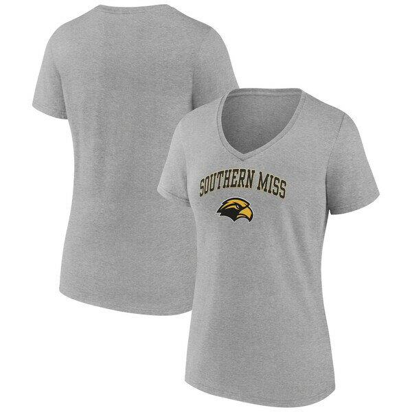 ファナティクス レディース Tシャツ トップス Southern Miss Golden Eagles Fanatics Branded Women's Campus VNeck TShirt Gray