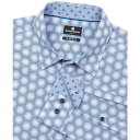ブルックリン ブリゲイド メンズ シャツ トップス Men's Non-Iron Performance Stretch Moisture-Wicking Hexagon-Print Button-Down Shirt White/blue(4)