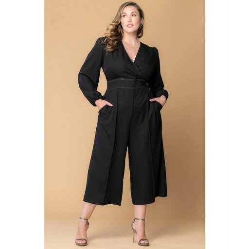 キヨナ レディース カジュアルパンツ ボトムス Plus Size Tessa Cropped Wide Leg Jumpsuit Black noir キヨナ レディース カジュアルパンツ ボトムス Plus Size Tessa Cropped Wide Leg Jumpsuit Black noir