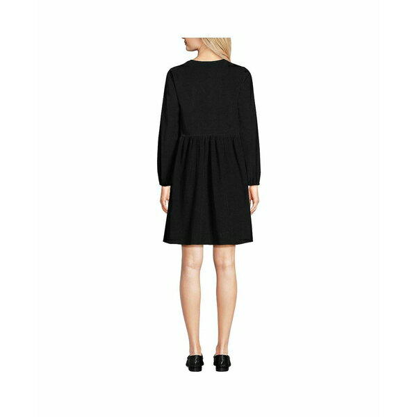 ランズエンド レディース ワンピース トップス Women's Pinwale Cord V Neck Dress Black