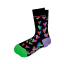 ラブ ソック カンパニー レディース 靴下 アンダーウェア Funky Hearts Cotton Women's Crew Socks Black(4)