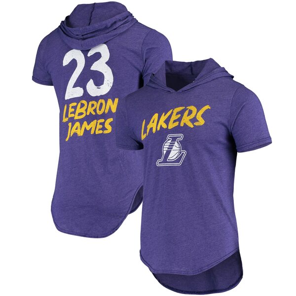 ファナティクス メンズ Tシャツ トップス LeBron James Los Angeles Lakers Fanatics Branded Hoodie TriBlend TShirt Heathered Purple