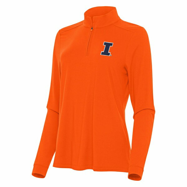 アンティグア レディース パーカー・スウェットシャツ アウター Illinois Fighting Illini Antigua Women's Intent QuarterZip Top Orange