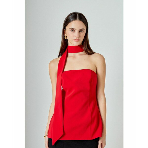 エンドレスローズ レディース カットソー トップス Women's A-Line Choker Tie Top Red