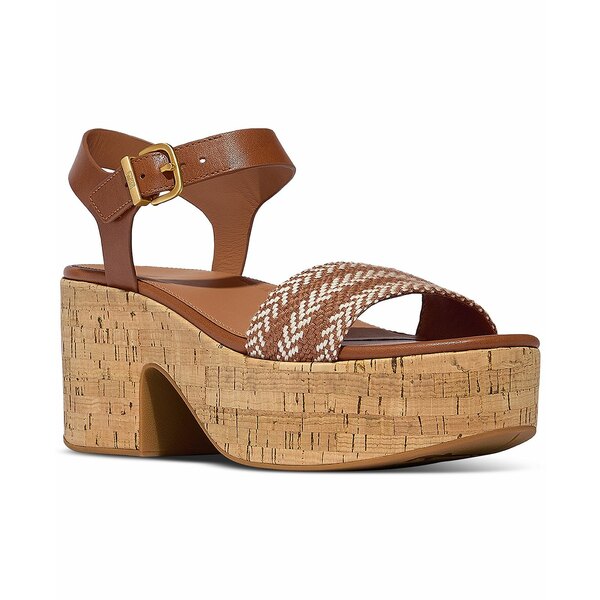 フィットフロップ レディース サンダル シューズ Women's Plattforms V-Weave Heeled Ankle-Strap Sandals Deep Tan