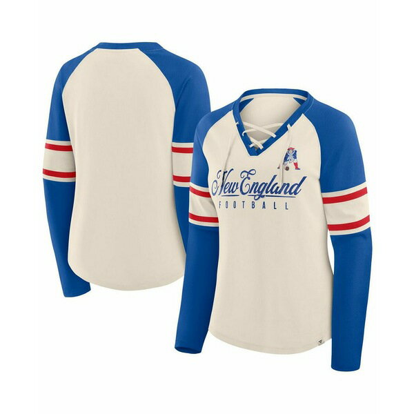 ファナティクス レディース カットソー トップス Women's Cream/Royal New England Patriots Hometown ..