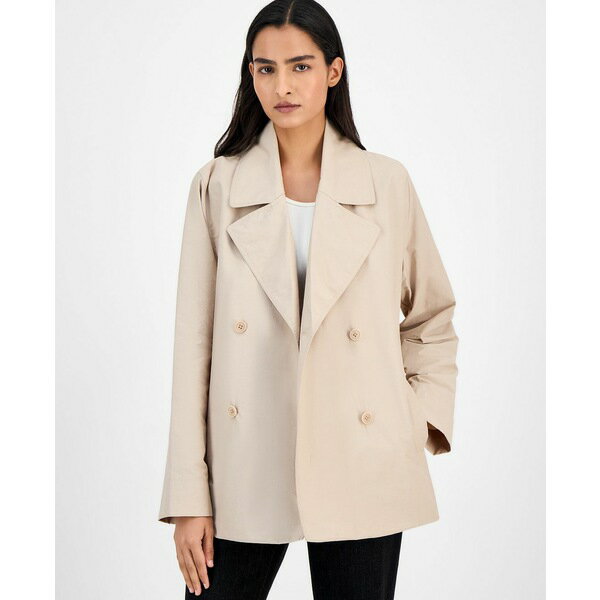 エイリーンフィッシャー レディース ジャケット＆ブルゾン アウター Women's Short Double-Breasted Trench Coat Wheat(4)