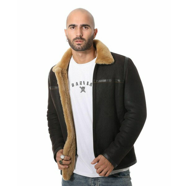 ファーニック ユーケー メンズ ジャケット＆ブルゾン アウター Men's Leather Banded Sheepskin Casual..